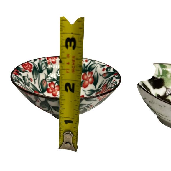 2 Sauce Porcelain Bowls Dipping/Trinket Asian Floral Panda - Picture 6 of 7